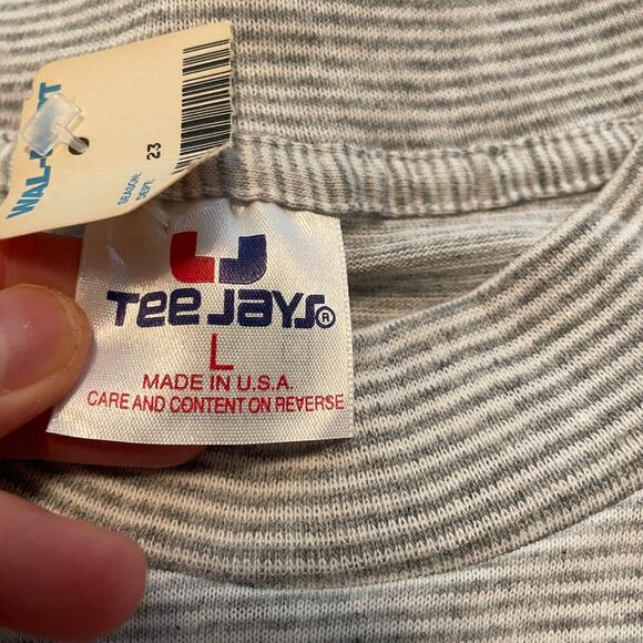 Vintage NOS Fishing Tee Shirt Mens Large Striped USA Comic Funny Dad NWT 90s - Picture 5 of 10